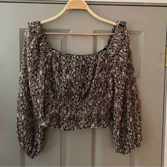 ASTR the Label Elva Flora Long Sleeve Top/Black Floral/Size XS - Picture 4 of 10